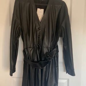 Black Faux-leather belted ZARA dress